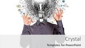  Presentation with great idea - Slide set with lamp-head-man background and a white colored foreground