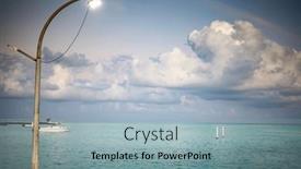  Presentation with calm sea - Slide set with lamp-in-the-port background and a light blue colored foreground