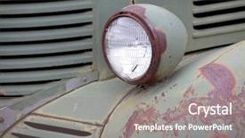  Presentation with 80s disco old audio cassette - Audience pleasing theme consisting of lamp of old abandoned truck backdrop and a gray colored foreground