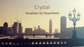  Presentation with westminster - Presentation design enhanced with lamp on the westminster bridge silhouette of financial building in the background in the sunset london england background and a soft green colored foreground