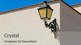  Presentation with old fashioned black and white - Audience pleasing slide set consisting of lamp on white wall arhitecture backdrop and a soft green colored foreground