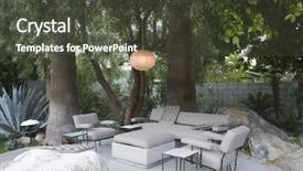  Presentation with outdoor furniture - PPT layouts with lamp over outdoor garden furniture background and a tawny brown colored foreground