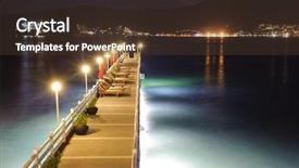  Presentation with romantic beach - Presentation theme consisting of lamp post - beauty romantic pier on patong background and a tawny brown colored foreground