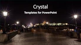  Presentation with cityscape - Audience pleasing PPT theme consisting of lamp post - cityscape by night backdrop and a black colored foreground