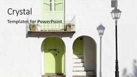  Presentation with house - Cool new presentation theme with lamp post - traditional balearic house backdrop and a  colored foreground