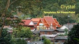  Presentation with thai temple - Beautiful theme featuring lamphang-thailand-january-17-2019 backdrop and a tawny brown colored foreground