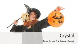  Presentation with evil - Presentation theme consisting of lampion - young woman with red hair background and a  colored foreground