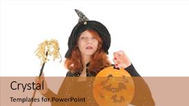  Presentation with evil - Slides with lampion - young woman with red hair background and a  colored foreground