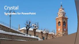  Presentation with church blue - Cool new slide deck with lamppost and parish church covered backdrop and a  colored foreground