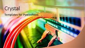  Presentation with network cable - Cool new presentation theme with lan - ethernet cable on network switches backdrop and a yellow colored foreground