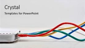  Presentation with ethernet - Slide deck with lan - ethernet cables plugged background and a light gray colored foreground