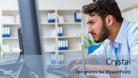 Presentation with internet - Beautiful PPT layouts featuring lan - frustrated young man due backdrop and a light blue colored foreground