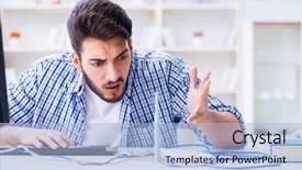  Presentation with internet - Audience pleasing PPT layouts consisting of lan - frustrated young man due backdrop and a light blue colored foreground