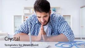  Presentation with internet - Colorful slides enhanced with lan - frustrated young man due backdrop and a light blue colored foreground