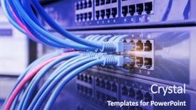  Presentation with network cable - Theme having lan - network cable panel switch background and a navy blue colored foreground