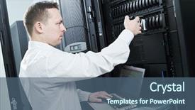  Presentation with server room - Audience pleasing theme consisting of lan - storage maintenance service engineer backdrop and a ocean colored foreground