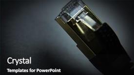  Presentation with network cable - Beautiful PPT theme featuring lan network connection ethernet cable backdrop and a dark gray colored foreground