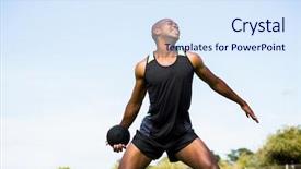  Presentation with discus throw - Presentation enhanced with lancer du disque - athlete about to throw background and a sky blue colored foreground