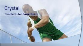  Presentation with discus throw - Audience pleasing presentation theme consisting of lancer du disque - discus thrower preparing to throw backdrop and a sky blue colored foreground