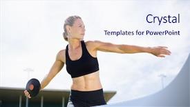  Presentation with discus throw - Amazing PPT layouts having lancer du disque - female athlete about to throw backdrop and a sky blue colored foreground