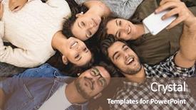  Presentation with selfie - Presentation design featuring lancer du disque - friends in the park having background and a tawny brown colored foreground