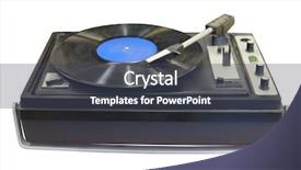  Presentation with record player - PPT theme with lancer du disque - image of a vintage record background and a ocean colored foreground