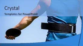  Presentation with athlete - Colorful PPT layouts enhanced with lancer du disque - mid section of athlete holding backdrop and a light blue colored foreground