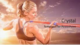  Presentation with athlete - Cool new presentation theme with athlete preparing to throw javelin backdrop and a coral colored foreground