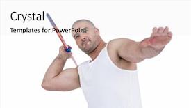  Presentation with athlete - Beautiful slides featuring athlete preparing to throw javelin backdrop and a  colored foreground