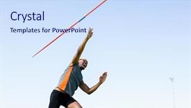  Presentation with music and athlete - Cool new slides with athlete throwing a javelin backdrop and a sky blue colored foreground