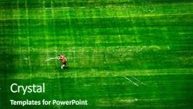  Presentation with athlete - Audience pleasing slide set consisting of athlete throwing javelin spear track backdrop and a forest green colored foreground