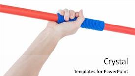  Presentation with hand holding colorful brain sketch - PPT theme with close up of a hand holding a javelin on white background background and a white colored foreground