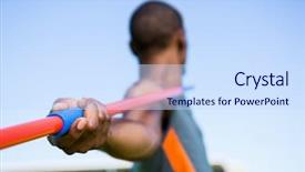  Presentation with stadium - Theme consisting of athlete about to throw background and a sky blue colored foreground