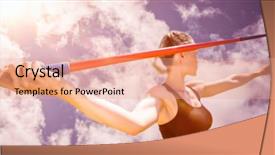  Presentation with hand holding colorful brain sketch - Slide deck consisting of sportswoman hand holding a javelin background and a coral colored foreground