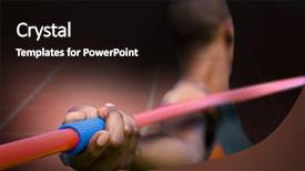  Presentation with athletics - Slides enhanced with sportsman hand holding a javelin background and a wine colored foreground