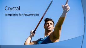  Presentation with team athlete - PPT theme having determined athlete about to throw background and a  colored foreground