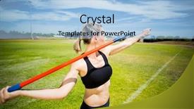  Presentation with stadium - Cool new presentation theme with female athlete about to throw backdrop and a light blue colored foreground