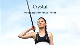  Presentation with athlete - Beautiful PPT layouts featuring female athlete throwing the javelin backdrop and a sky blue colored foreground