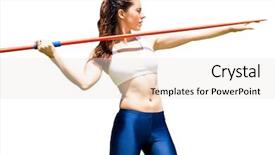  Presentation with view of the process - Amazing slides having sportswoman is practising javelin throw backdrop and a sky blue colored foreground