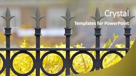  Presentation with iron - Slide set with railing - iron fence detail spears background and a gray colored foreground