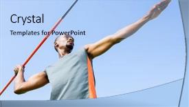  Presentation with athlete - Theme consisting of determined athlete about to throw background and a light blue colored foreground