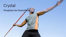  Presentation with athlete - Theme enhanced with happy athlete about to throw background and a light blue colored foreground