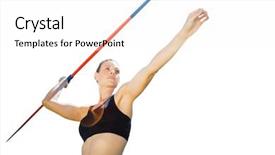  Presentation with low angle view of hockey - Colorful PPT theme enhanced with sportswoman is practising javelin throw backdrop and a white colored foreground