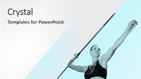 Presentation with view - Beautiful theme featuring sportswoman is practicing javelin throw backdrop and a white colored foreground