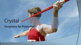  Presentation with athlete - Cool new PPT theme with male athlete about to throw backdrop and a light blue colored foreground