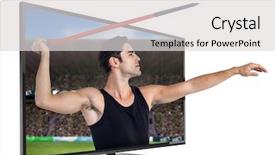  Presentation with digital image - Slides consisting of male athlete preparing to throw background and a light gray colored foreground