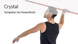  Presentation with older athlete runs - Cool new slides with athlete preparing to throw javelin backdrop and a  colored foreground