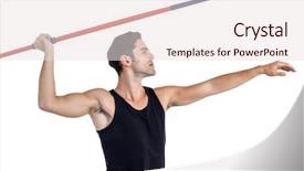  Presentation with athlete - Beautiful PPT theme featuring male athlete preparing to throw backdrop and a lemonade colored foreground