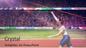  Presentation with point of view - PPT layouts consisting of sportswoman is practising javelin throw background and a mint green colored foreground