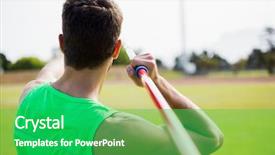  Presentation with athlete - PPT theme with athlete about to throw background and a  colored foreground